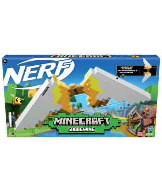 Nerf Minecraft Sabrewing Arc motorisé, tire des fléchettes, chargeur 8 fléchettes Nerf Elite, inspiré de l'arc de Minecraft