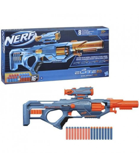 NERF - Elite 2.0 - Blaster Eaglepoint RD-8, barillet 8 fléchettes, viseur et canon amovibles, 16 fléchettes Nerf