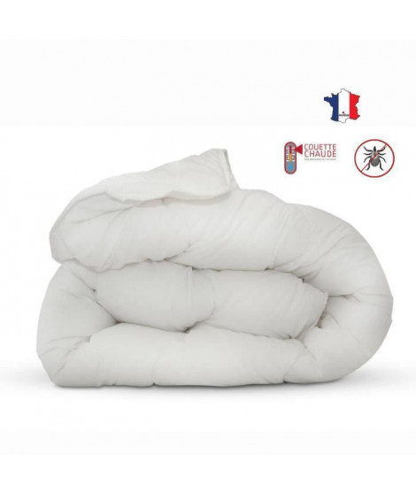 Couette anti-acariens - 200 x 200 cm - Chaude - 400 g/m² 2 personnes - Blanc - ABEIL