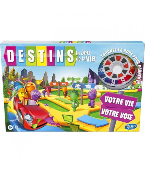 Destins Le jeu de la vie - Jeu de plateau pour la famille - 2 a 4 joueurs - pour enfants - des 8 ans - avec pions colorés