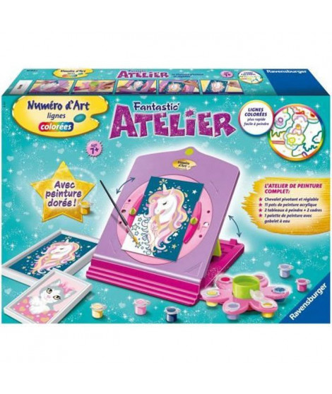 Fantastic' Atelier Numéro d'Art - Ravensburger - Coffret complet Peinture au numéro avec chevalet réglable - Des 7 ans