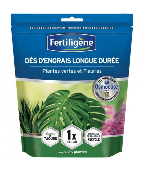 FERTILIGeNE - Dés d'engrais longue durée Osmocote max Plantes vertes et fleuries 25 dés