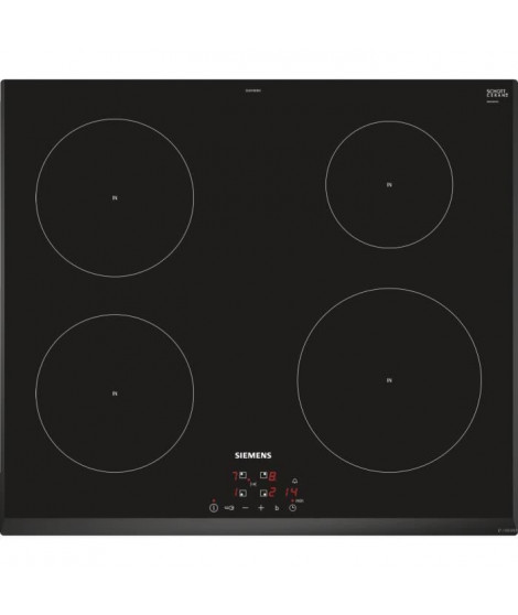 SIEMENS EU651BEB1E Table de cuisson induction - 4 zones - 4600W max - L59,2 x P52,2cm - Revetement verre - Coloris noir