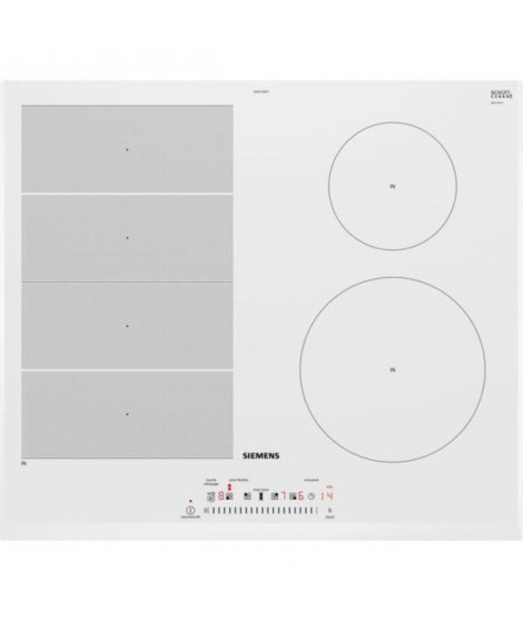 SIEMENS EX652FEB1F - Table de cuisson a induction - 4 zones - 7400W - L59,2 x P52,2cm - Revetement verre - Blanc