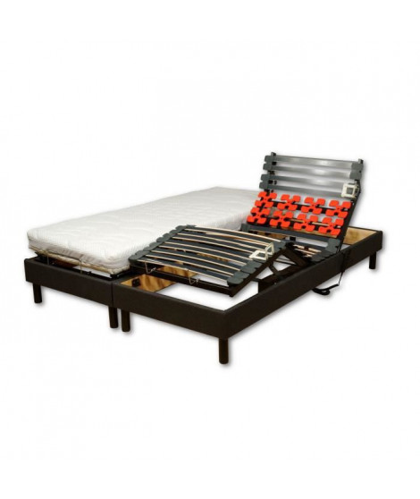 WEBED Ensemble matelas + sommier relaxation 160 x 200 - Mousse - 21 cm - Mi-ferme et équilibré - Noir et gris anthracite - GIGON