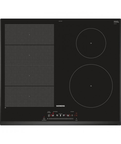 SIEMENS EX651FEB1F - Table de cuisson induction - 4 zones - 7400 W - L 51 x P 52,2 cm - Revetement verre - Noir