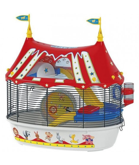 FERPLAST Cage Circus Fun 49,5x34x42,5 cm - Rouge - Pour hamster