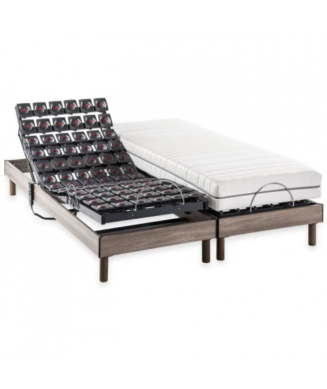 DEKO DREAM Ensemble matelas+sommier relaxation électrique ERGO 9 Dreamzone - 2x80x200 cm - Matelas ressorts ensachés