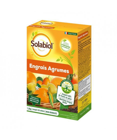 SOLABIOL SOAGY15 Engrais Agrumes 1,5 Kg, Utilisable en Agriculture Biologique