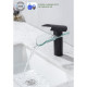 Mitigeur pour vasque et lavabo - Mécanique - OCEANIC - Noir mat - En cascade - En laiton et verre