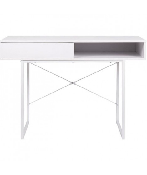 Bureau SACHA - Mélaminé - Blanc - 1 Tiroir - L  110 x P 50 x H 77 cm