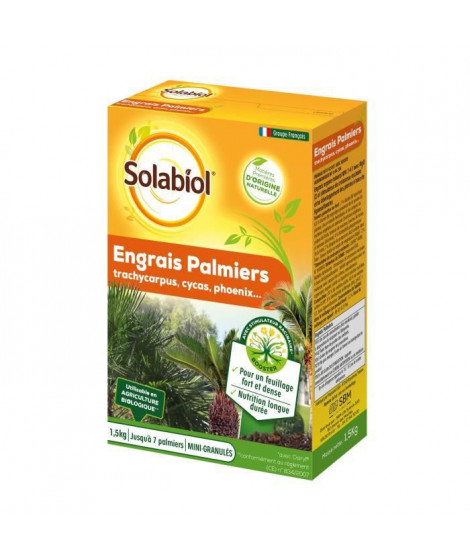 SOLABIOL SOPALMY15 Engrais palmiers et plantes mediterraneennes 1,5 Kg, Utilisable en Agriculture Biologique