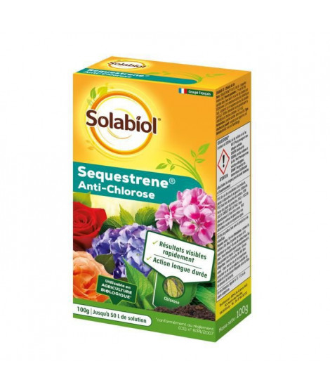 SOLABIOL SOSEQ01 Sequestrene Antichlorose 100 G | Resultats Visibles Rapidement | Action Longue duree | Fabrique en France