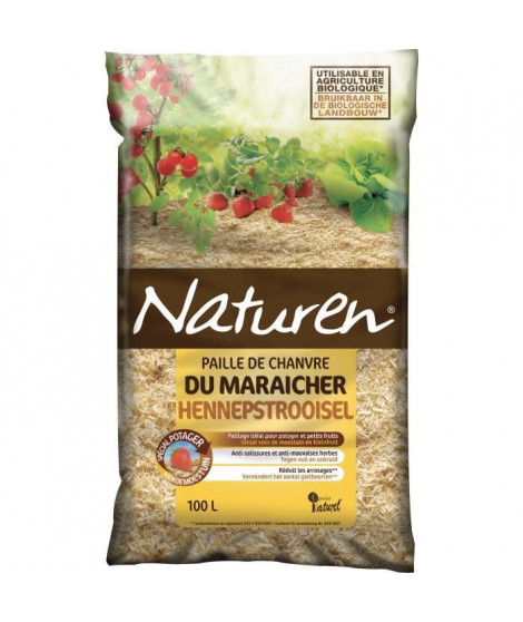 NATUREN Paille de Chanvre UAB 100L - Protege le potager et enrichit le sol