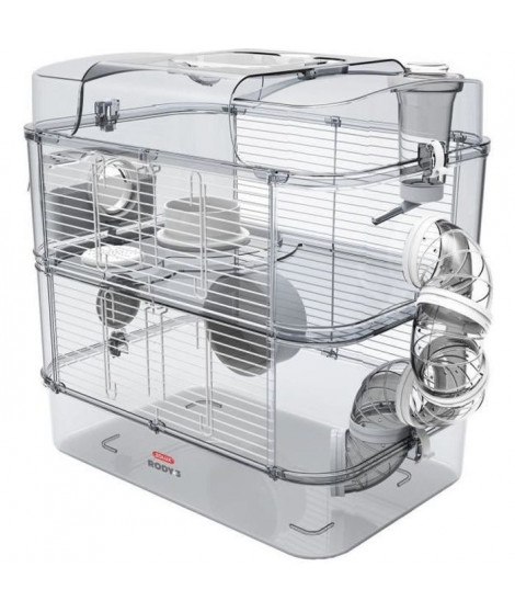 ZOLUX Cage sur 2 étages pour hamsters, souris et gerbilles - Rody3 duo - L 41 x p 27 x h 40,5 cm - Blanc