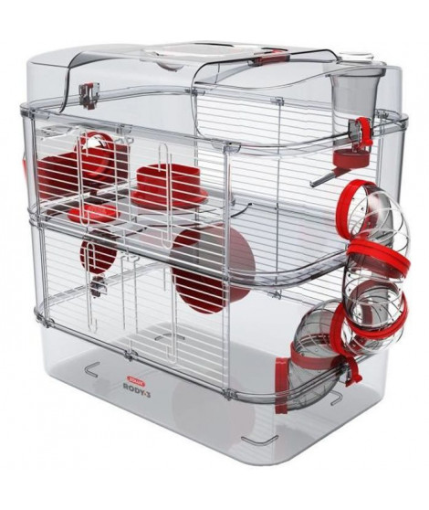 ZOLUX Cage sur 2 étages pour hamsters, souris et gerbilles - Rody3 duo - L 41 x p 27 x h 40,5 cm - Grenadine