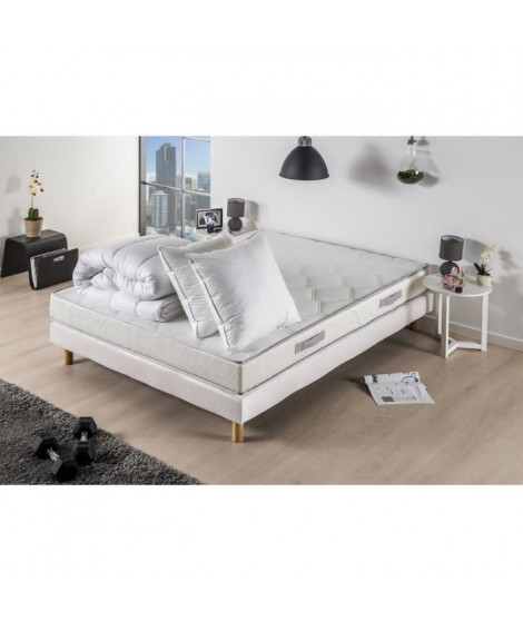 Pack pret a dormir TOUT DOUX - Matelas + sommier 140x190 + couette + 2 oreillers - DEKO DREAM