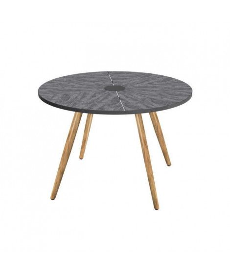 Table de jardin ronde - Acier thermolaqué + nassilium en lamelles - Diametre 110 cm