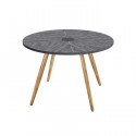 Table de jardin ronde - Acier thermolaqué + nassilium en lamelles - Diametre 110 cm