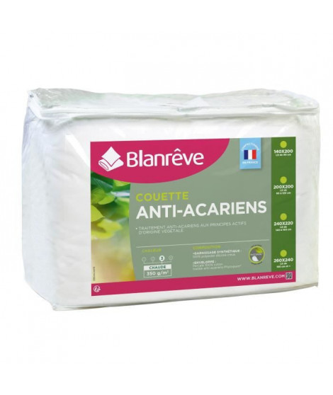 BLANREVE Couette chaude Percale - Anti-acariens - 350g/m² - 140x200cm