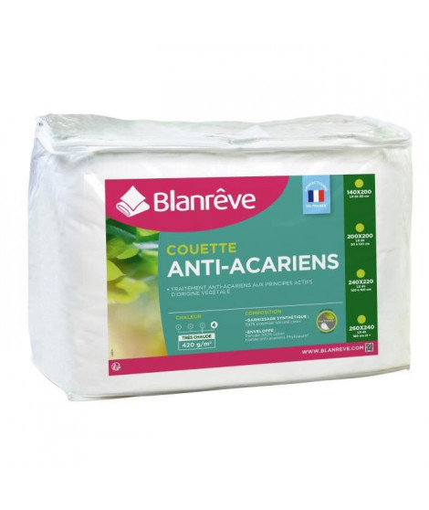 BLANREVE Couette tres chaude Percale - Anti-acariens - 420g/m² - 140x200cm