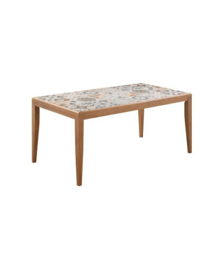 Table de jardin en bois - 162 cm - Bois de pin du Chili + carrelage céramique mosaique
