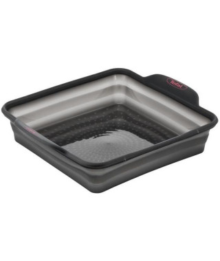 TEFAL J4170314 CRISPYBAKE Moule a cake carré 23x23 cm - 100 % Silicone rétractable - Haute qualité - Résistance - Gris Java P…