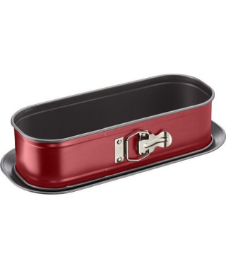 TEFAL Moule a cake Delibake en acier - Ø 30 x 11 cm - Rouge et gris - Avec charniere