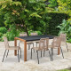 Table a manger de jardin - Acier thermolaqué + Pieds en bois + Trivanite - 162 x 80 x 74 cm