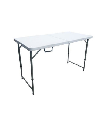 Table de réception pliante - 4 personnes - 122 cm -  Structure en acier et Plateau en Polyéthylene PEHD - Blanc