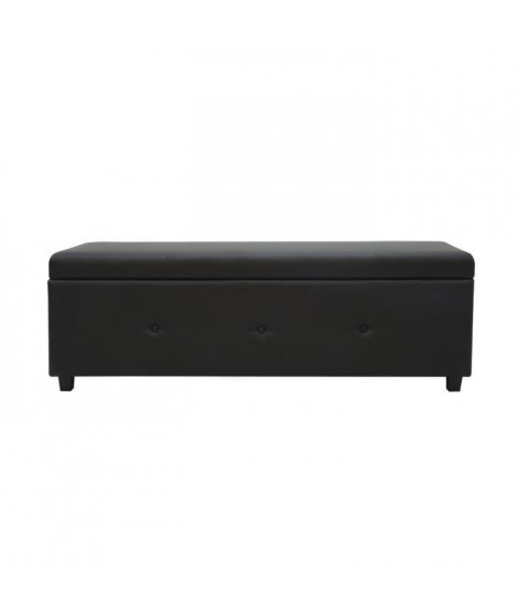 Banc coffre - Bout de lit - Simili noir Classique - L 140 cm - BOX