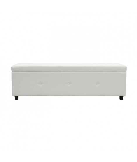 Coffre de rangement en PU de longueur 160 cm, coloris blanc