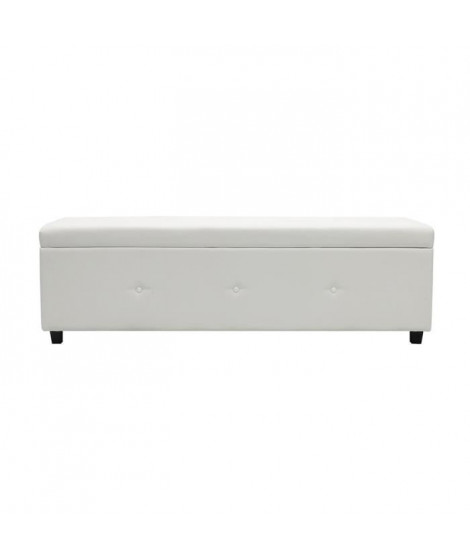 Coffre de rangement en PU de longueur 160 cm, coloris blanc