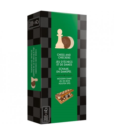 Mixlore | Jeu d'échecs et de dames pliable | Jeu de société en bois | a partir de 6 ans | 2 joueurs