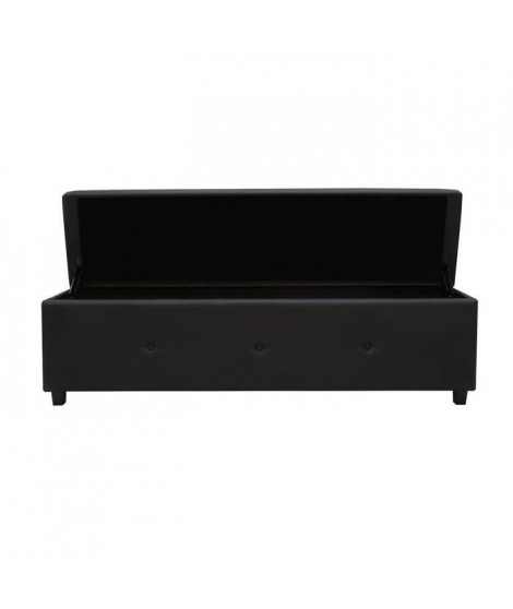 Coffre de rangement en PU de longueur 160 cm, coloris noir