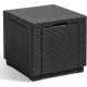 ALLIBERT JARDIN Table cube imitation rotin tressé avec rangement résine gris anthracite de 60 l - 42x42x39 cm - Graphite