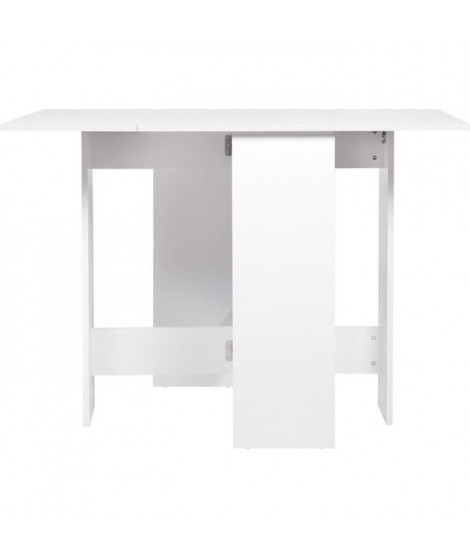 Table a manger pliable VARDA - En panneaux de particules avec décor papier - Blanc