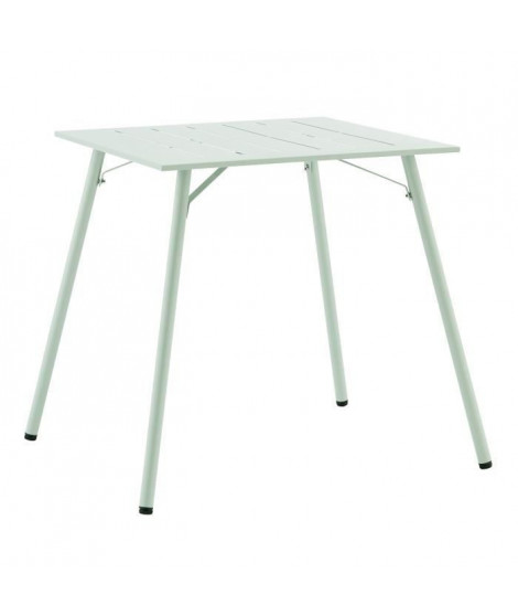 Table de jardin carré - Acier - L 70 x P 70 x H 73 cm - Vert céladon