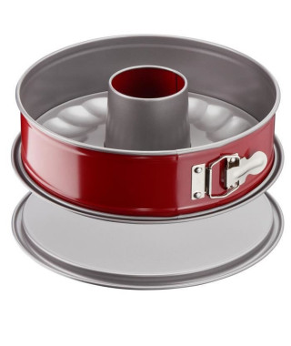 TEFAL Moule a savarin Delibake en acier - Ø 25 cm - Rouge et gris - Avec charniere