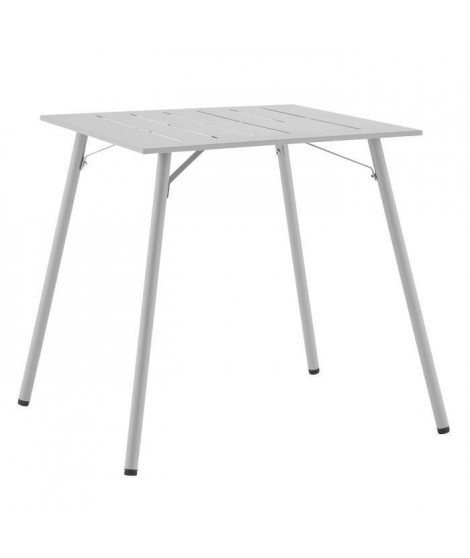 Table de jardin carré - Acier - L 70 x P 70 x H 73 cm - Gris