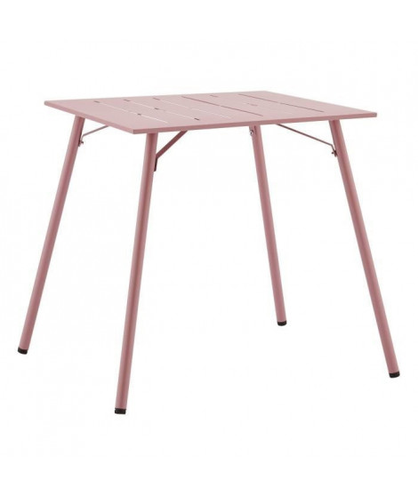 Table de jardin carré - Acier - L 70 x P 70 x H 73 cm - Rose