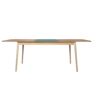 Table a manger extensible - Décor Chene et vert - Pieds bois massif - GARDENIA - 160/200 x 100 cm