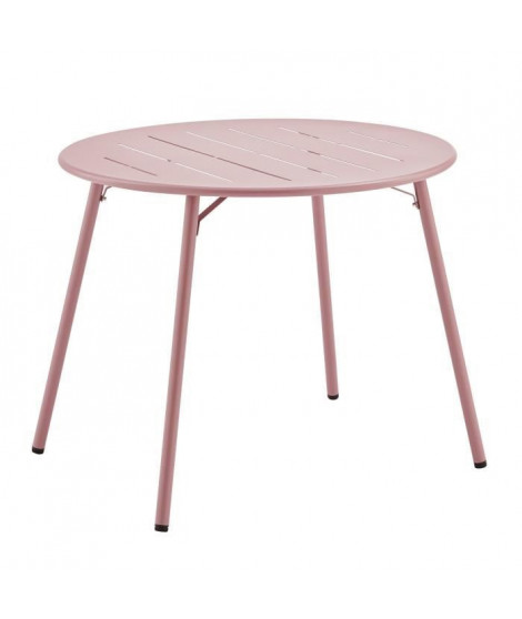 Table de jardin ronde - Rose - Métal - D 90 x 73 cm