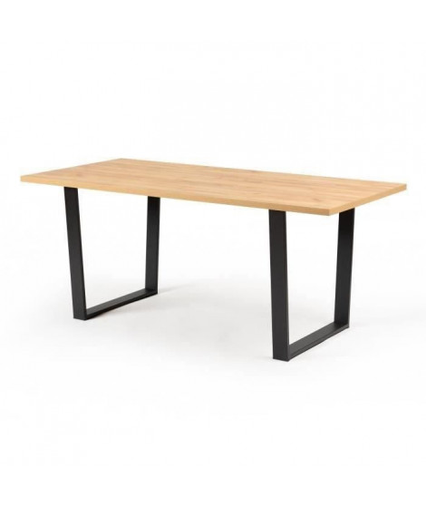 Table a manger - Décor chene - Pieds en métal noir - L 180 x P 85 x H 74,5 cm - INDUSTRY