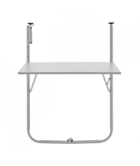 Table de jardin - Table de balcon rabattable - Pliante - Gris - En acier - 1 personne - 60 x 75 x 82-92 cm