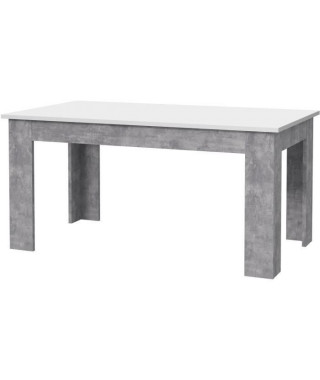 PILVI Table a manger - Blanc et béton gris clair - L 160 x I90 x H 75 cm