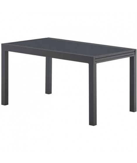 Table de jardin extensible 4 a 10 personnes - 135-270 x 90 x H.75 cm - Aluminium et Plateau en verre - Extension latérale man…