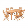 Ensemble repas de jardin 6 personnes - Eucalyptus FSC - Table 180 x 90 cm + 6 chaises pliantes