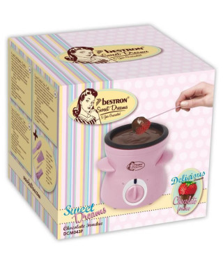 Bestron Appareil a fondue au chocolat pour 2 personnes, Inclut 10 piques, 10 fourchettes et 1 spatule, 25 Watts, Couleur: rose