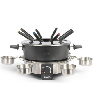 LIVOO DOC264 Appareil a fondue électrique 1000W - 1,8L - 8 fourchettes a fondue et collerette incluses - Thermostat ajustable…